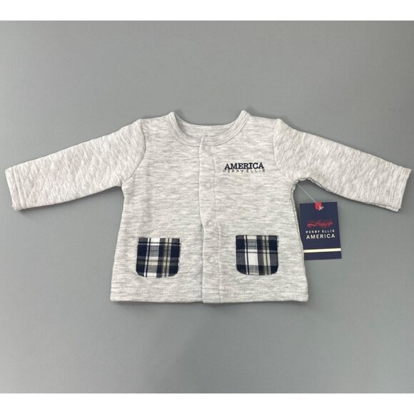 Perry Ellis America Jacket Lightweight Quilted Snap Gray 3 Month New - Picture 1 of 12